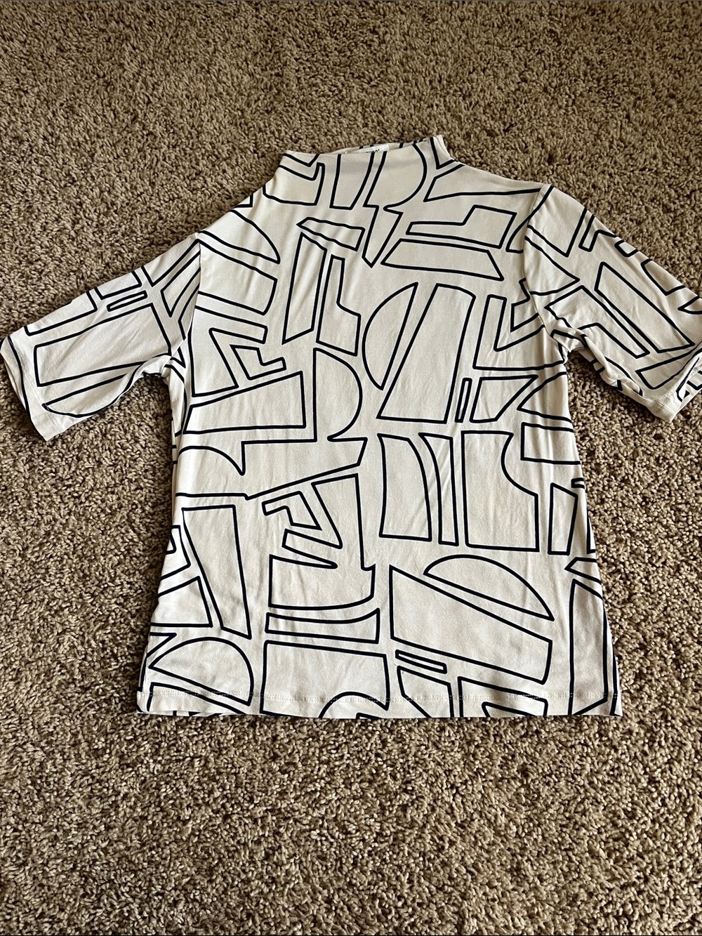 Women’s Short-Sleeve Geometric Print Top - White/navy